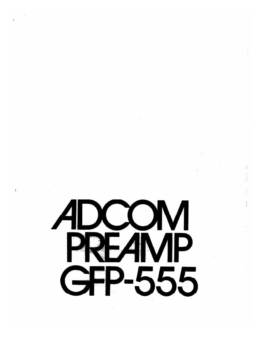 Adcom GFP 555 Owners Manual