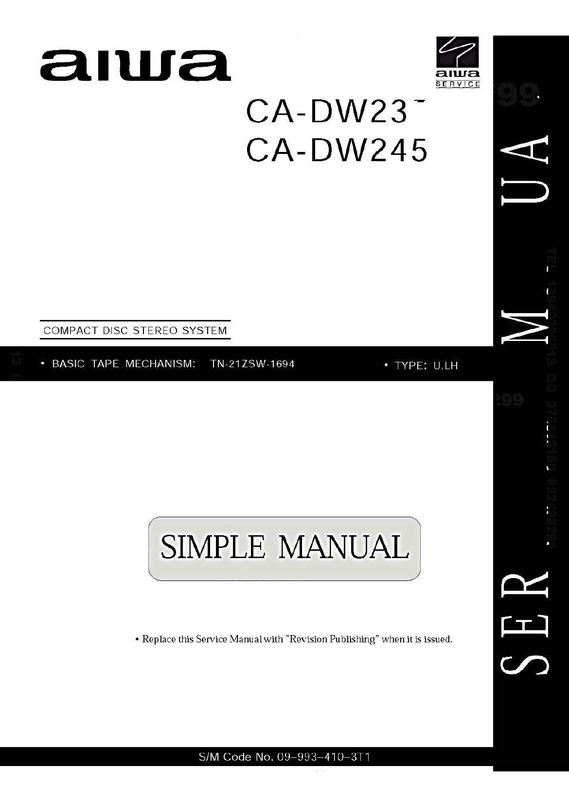Aiwa CA DW245 Service Manual