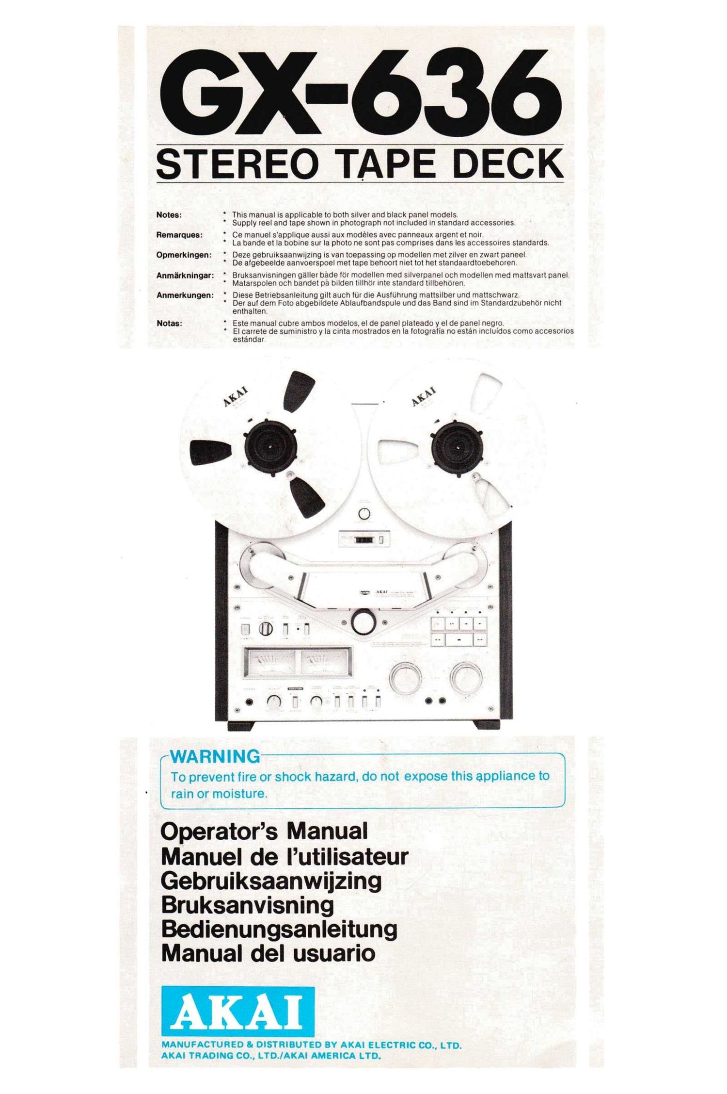 Akai GX 636 Owners Manual