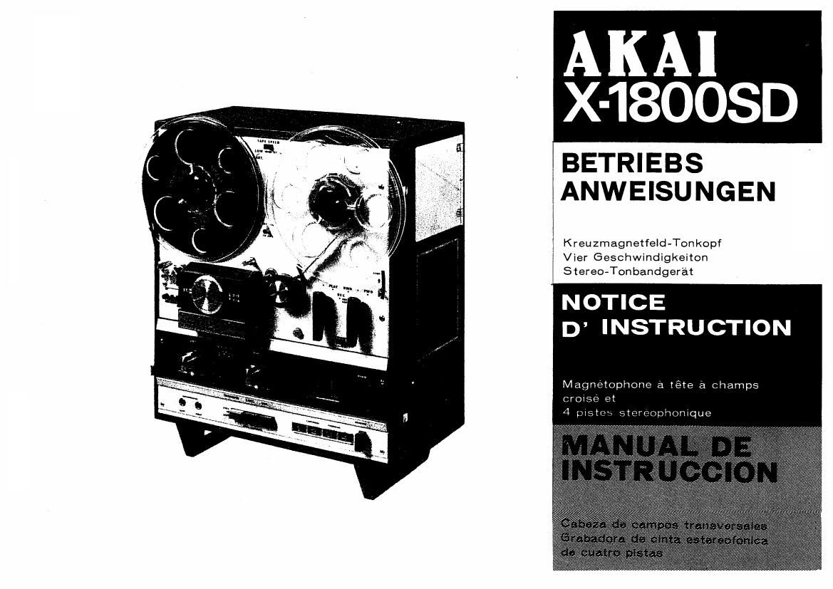 Akai X 1800 SD Owners Manual