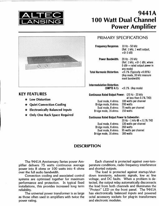 altec 441a brochure