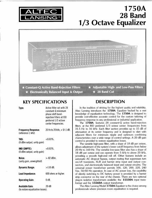 altec 780a 1780at pre amplifier