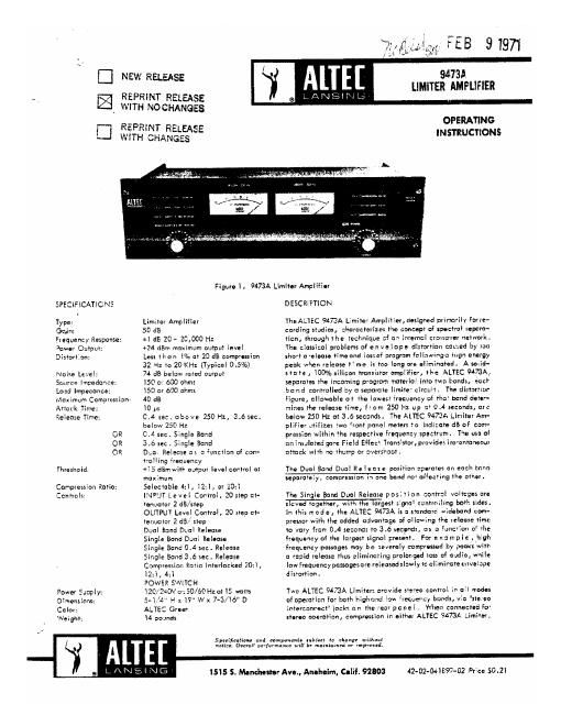 altec 9473a compressor