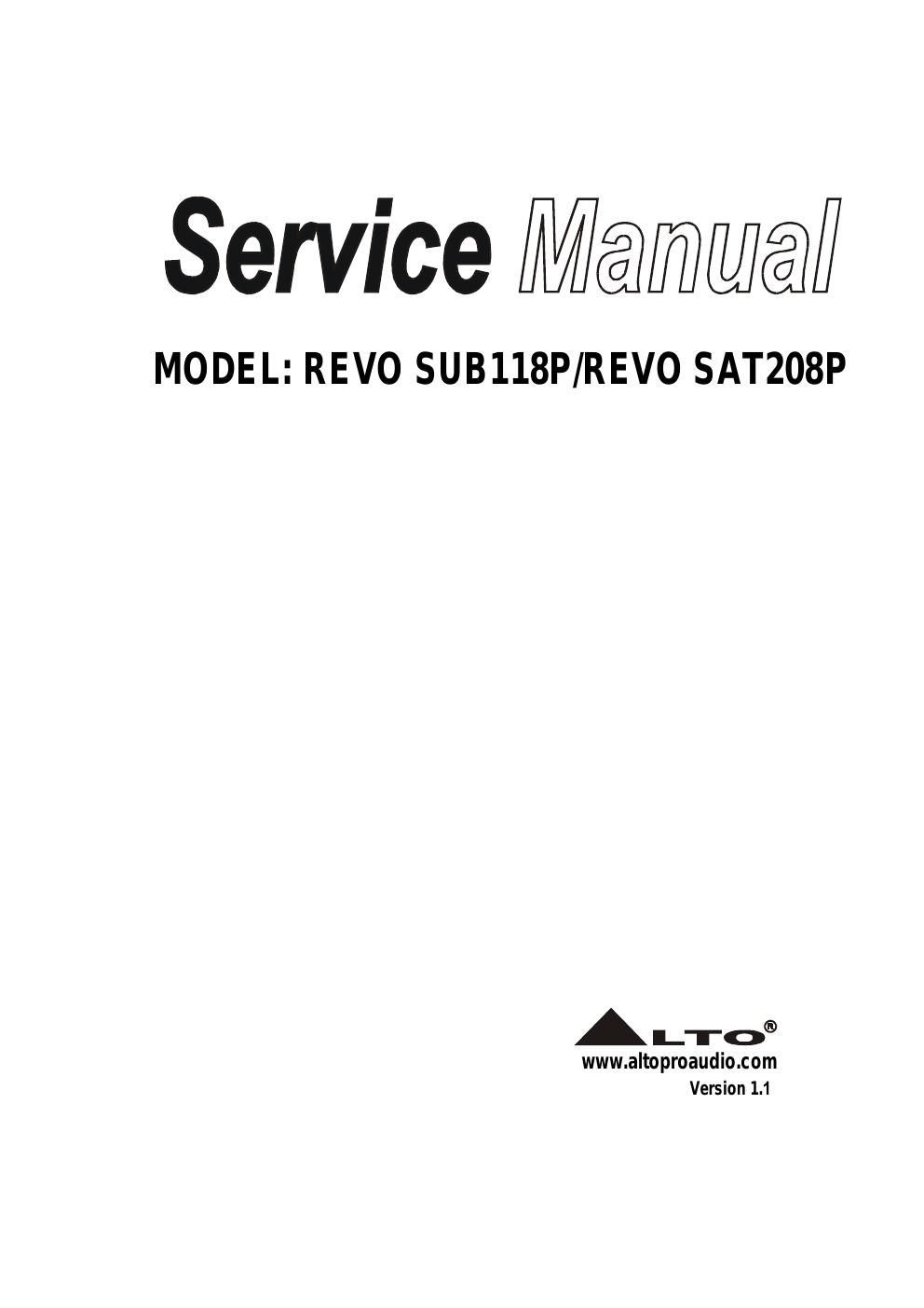 alto revo sub 118p revo sat 208p service manual