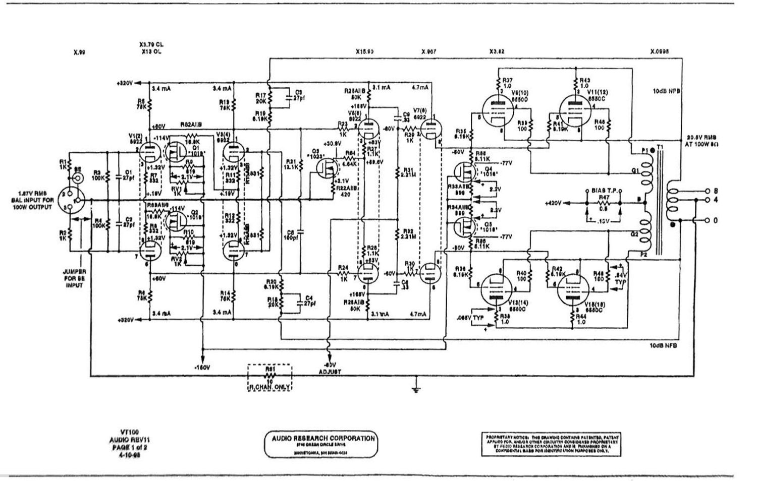 audio research vt 100 schematic