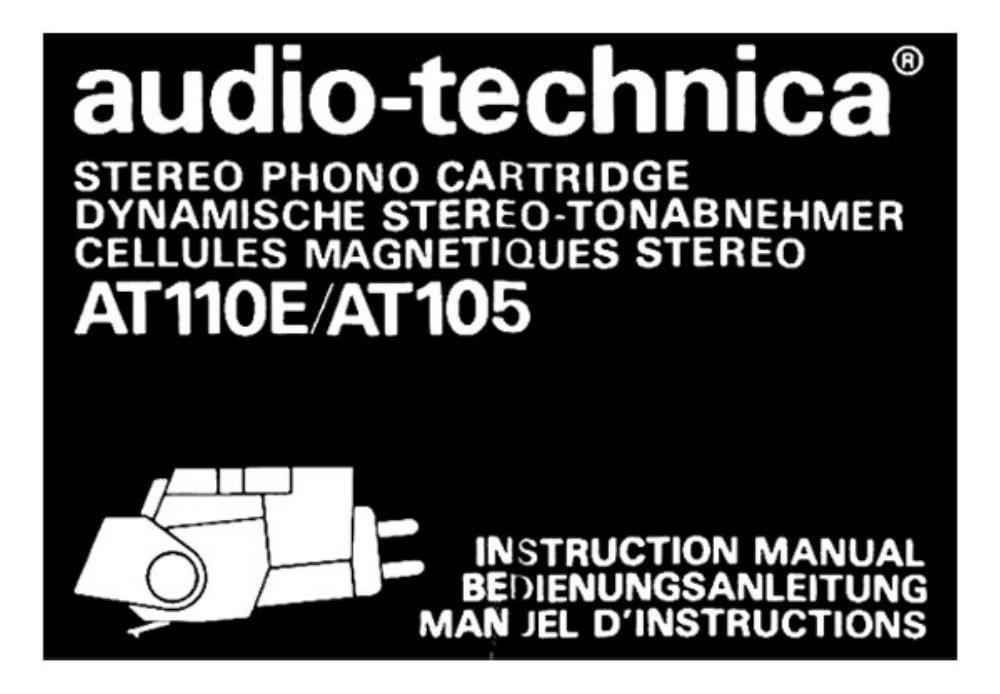 audio technica 105 owners manual