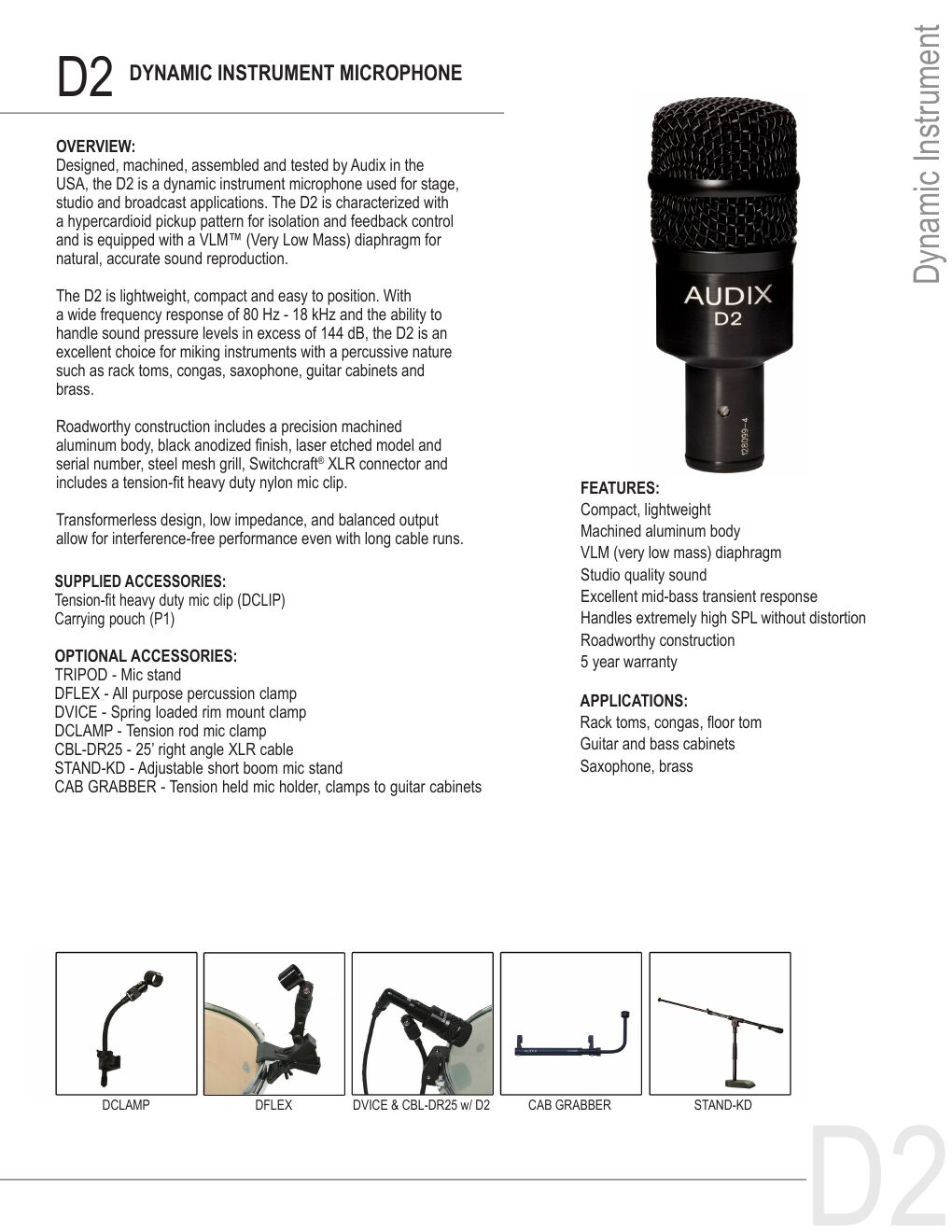 Audix D2 Specifications