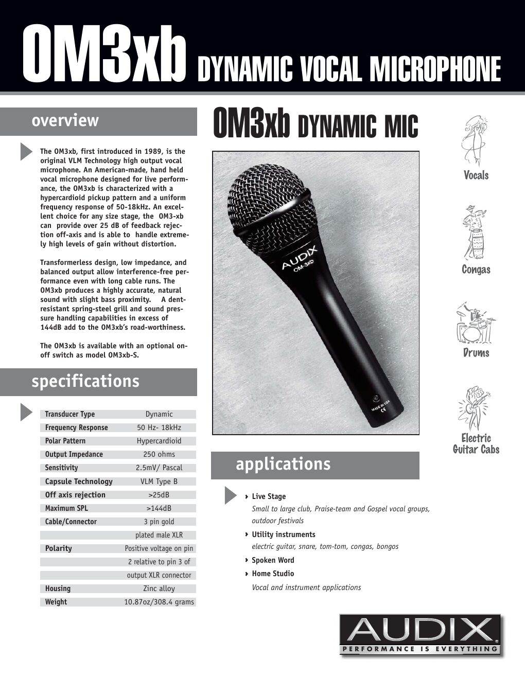 Audix OM 3 Specifications