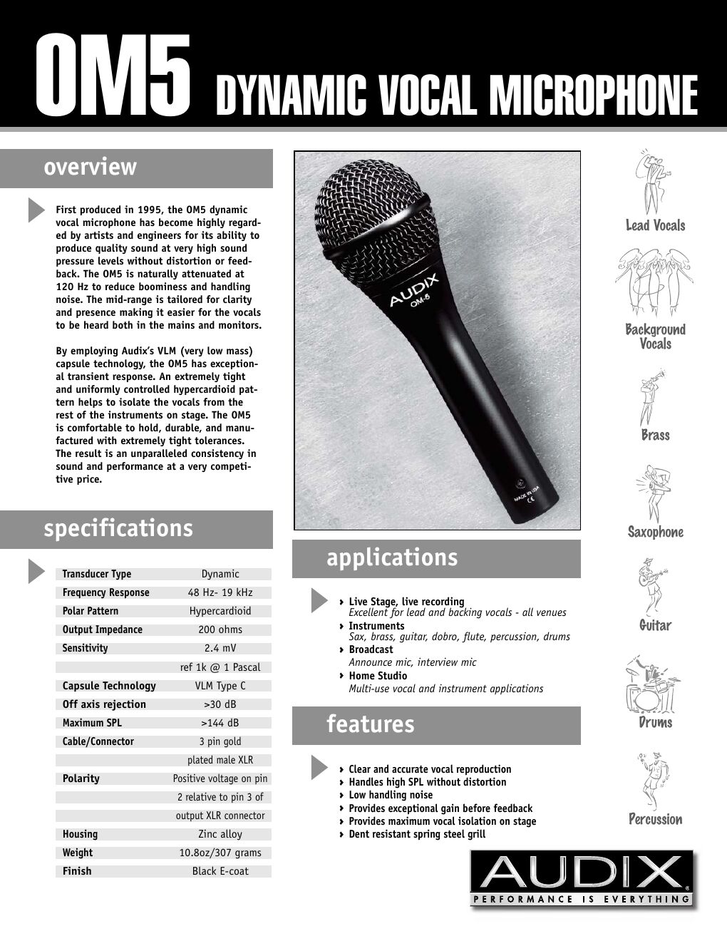 Audix OM 5 Specifications