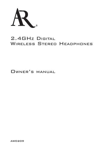 acoustic research AWD 209 Owners Manual