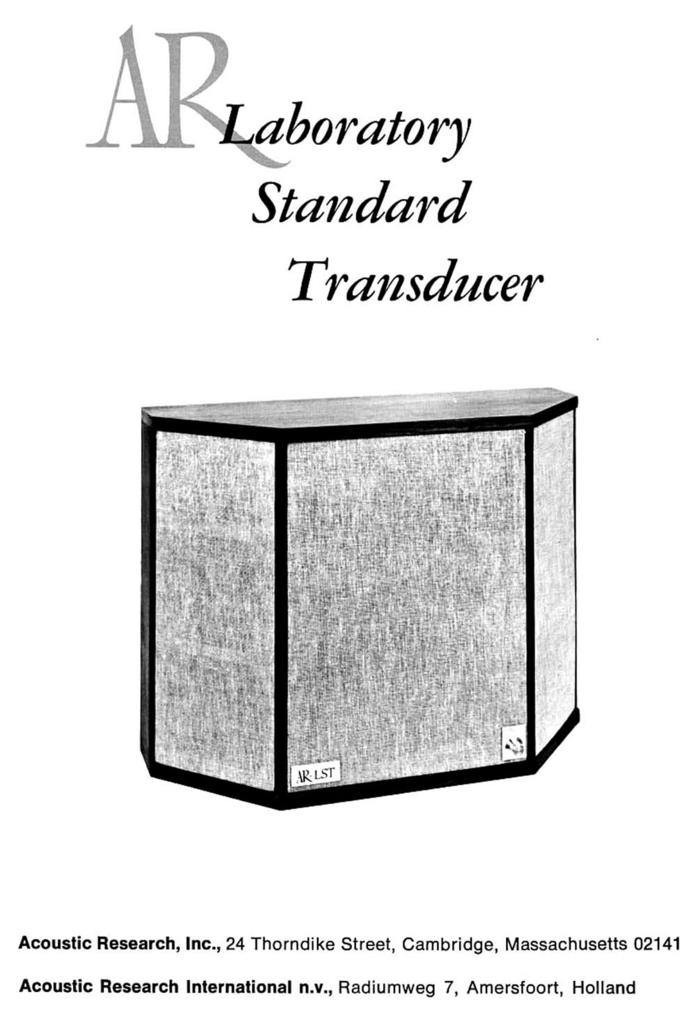 acoustic research lst owners manual