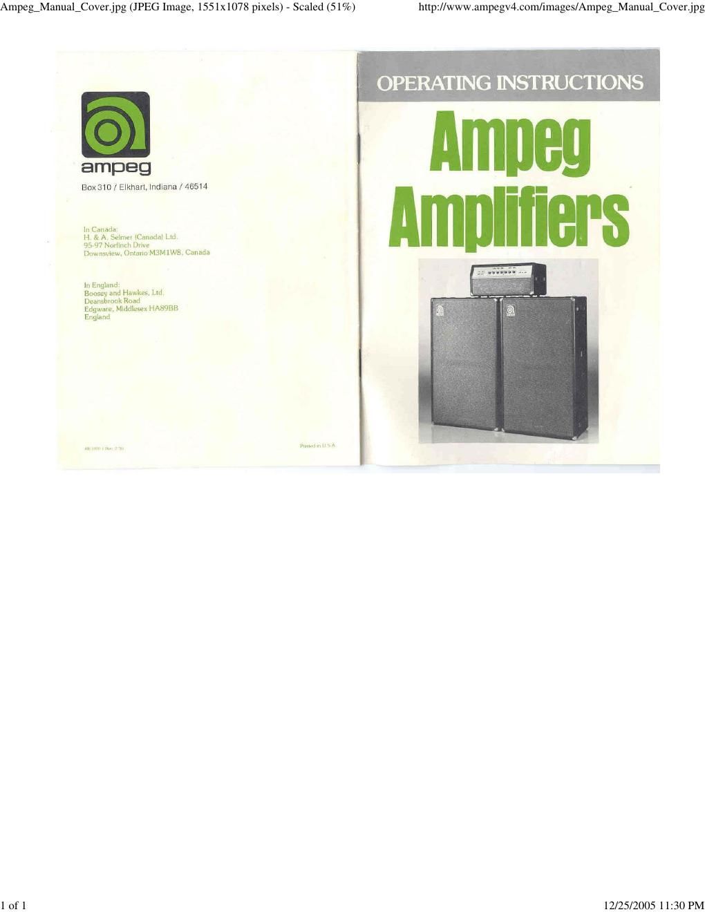 Free Audio Service Manuals - Free Download Ampeg Amplifiers Operating ...