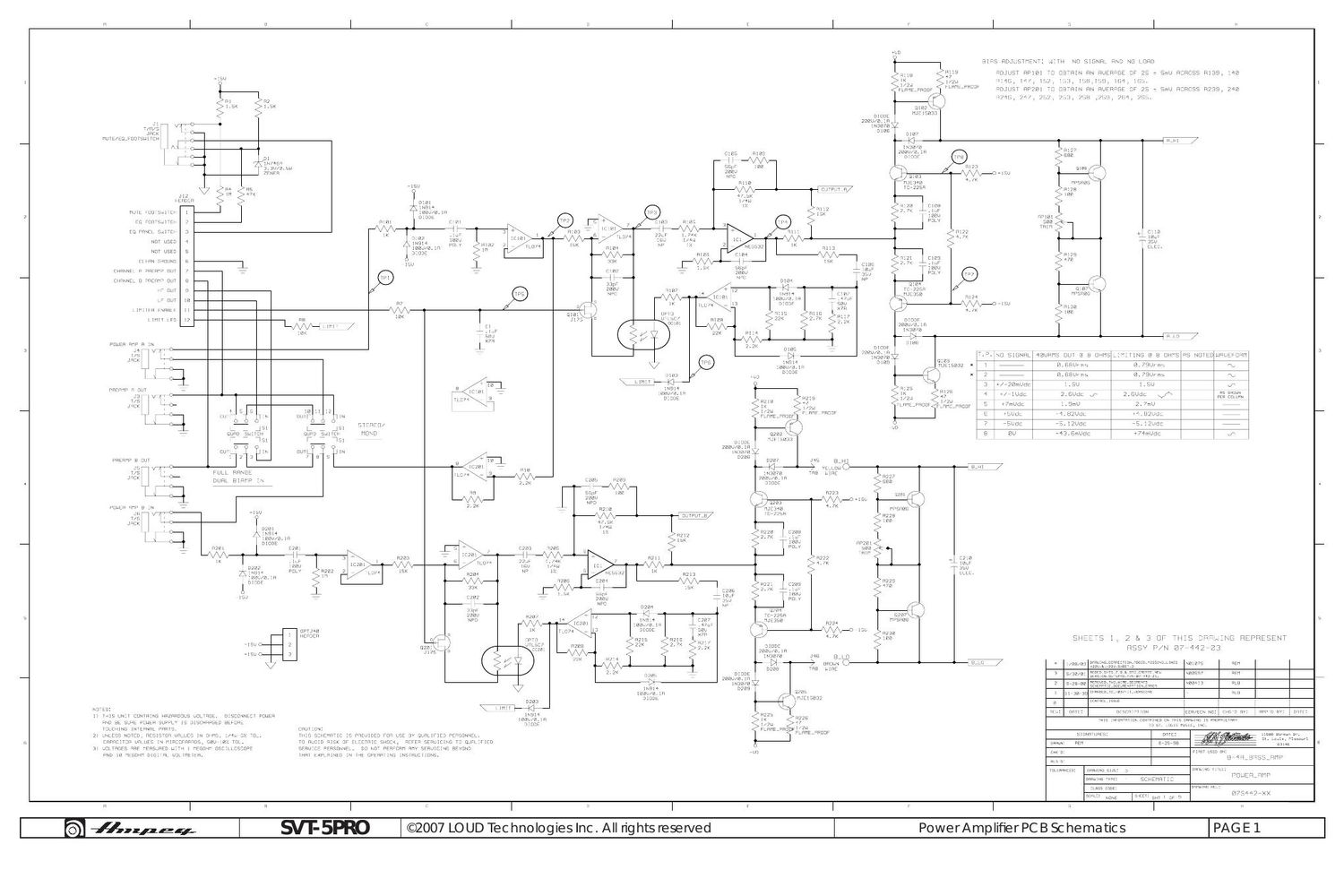 ampeg svt 5 pro power amp 07s442 schematics