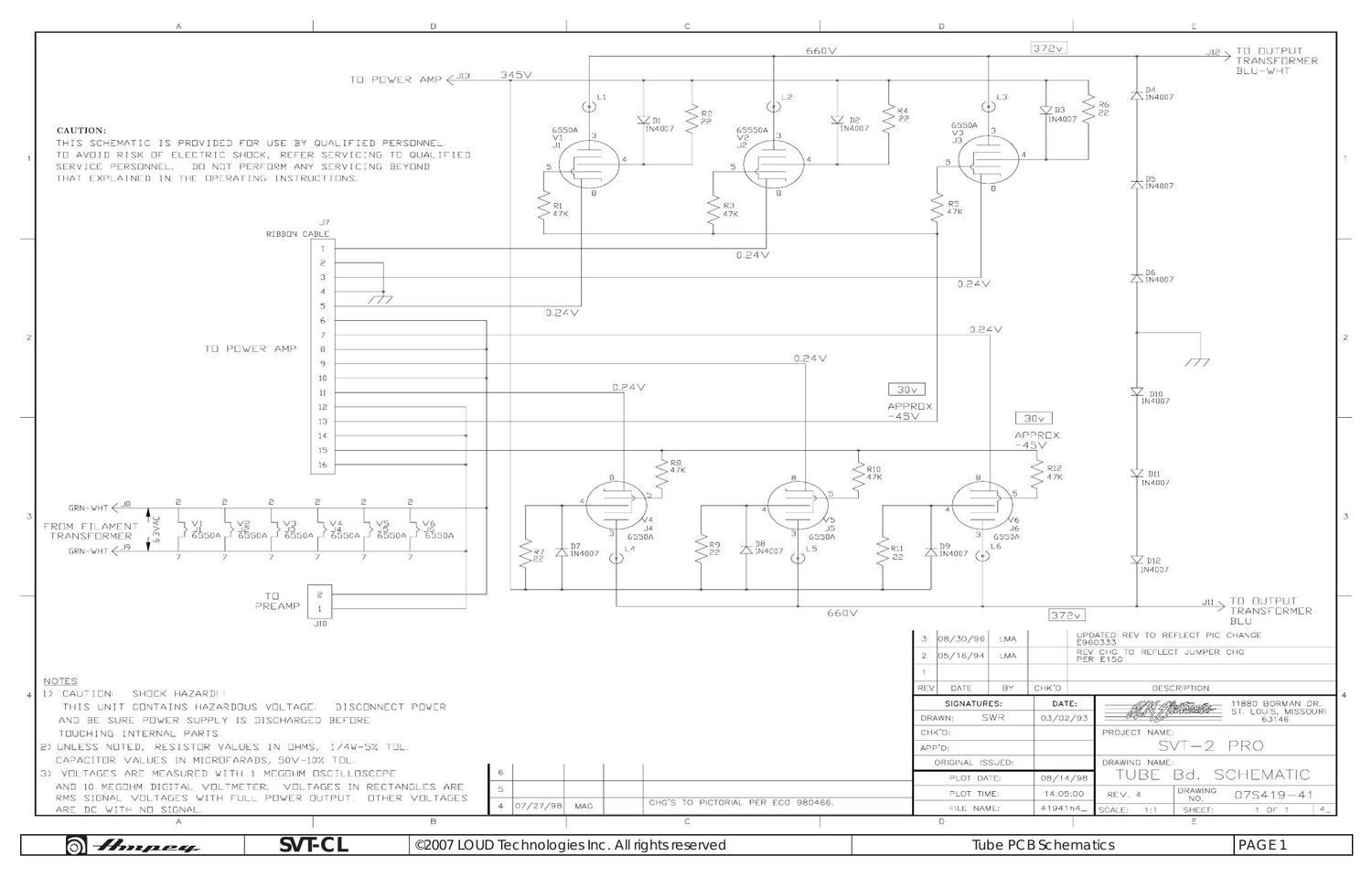 ampeg svt cl output tube board 07s419 schematic