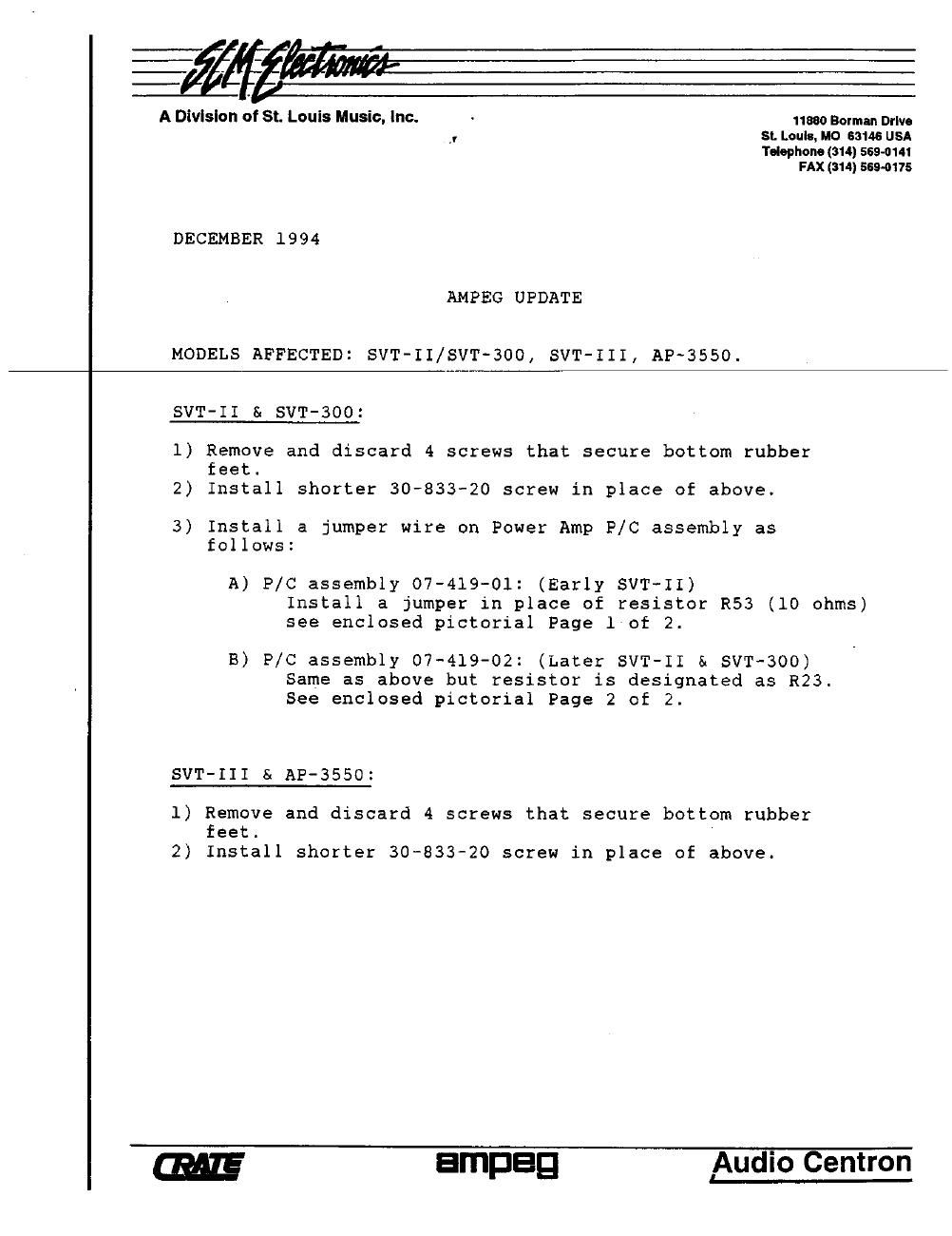 ampeg svt ii svt 300 service manual