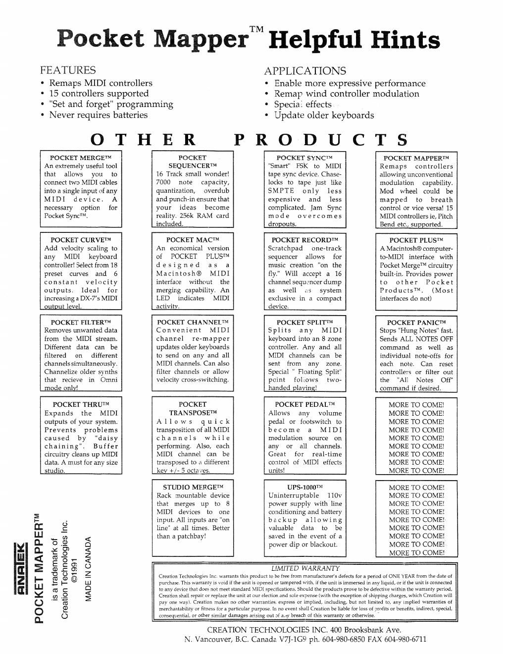 anatek pocket mapper helpful hints