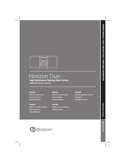 boston acoustics horizon duo owners manual