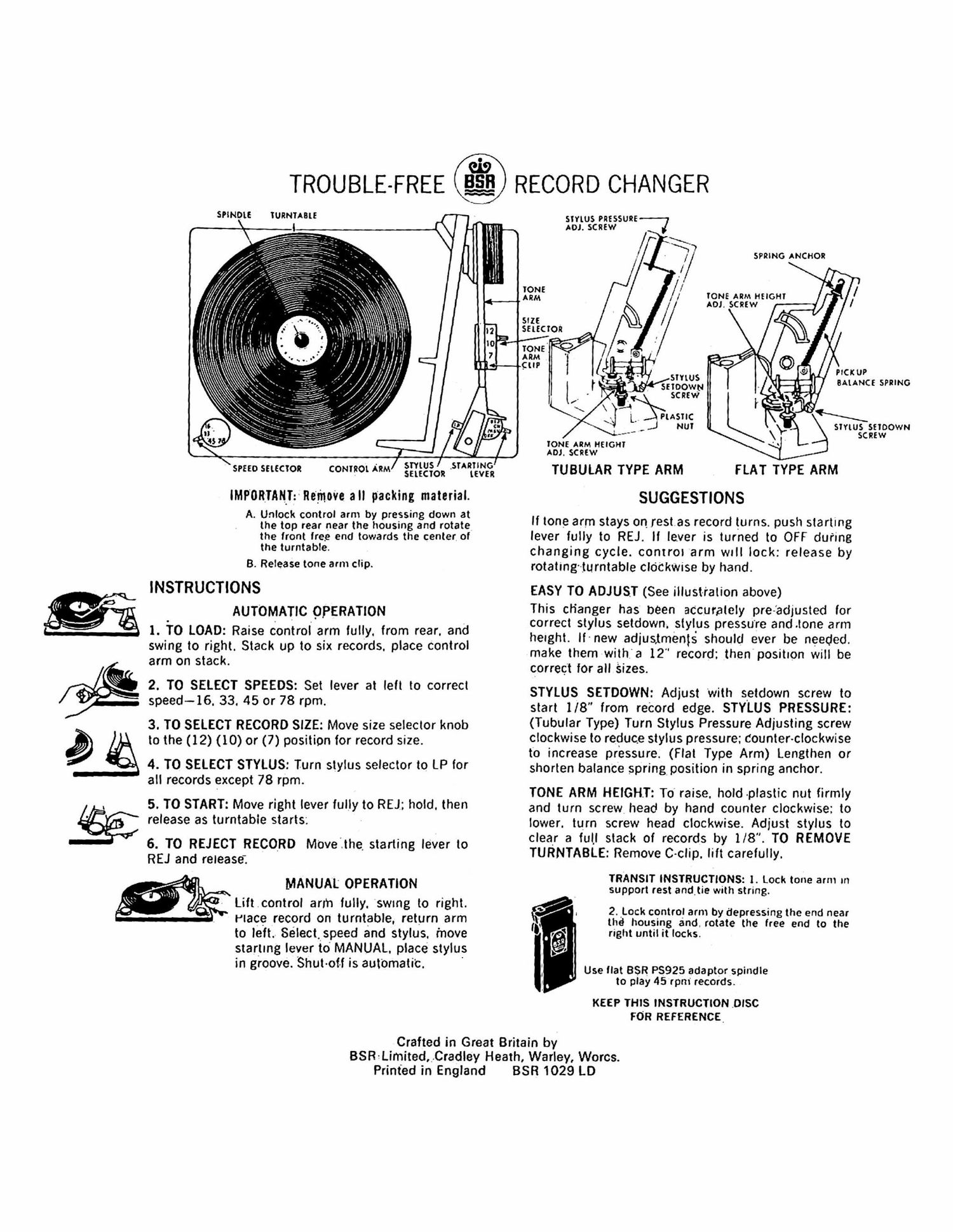 bsr 1029 ld owners manual