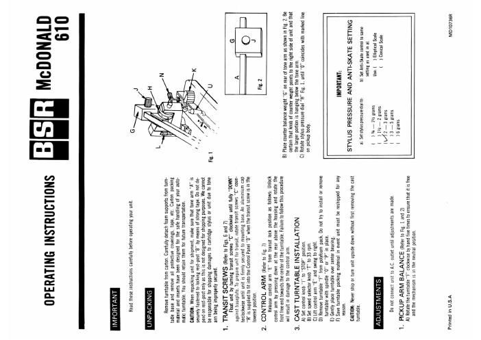 bsr 610 owners manual