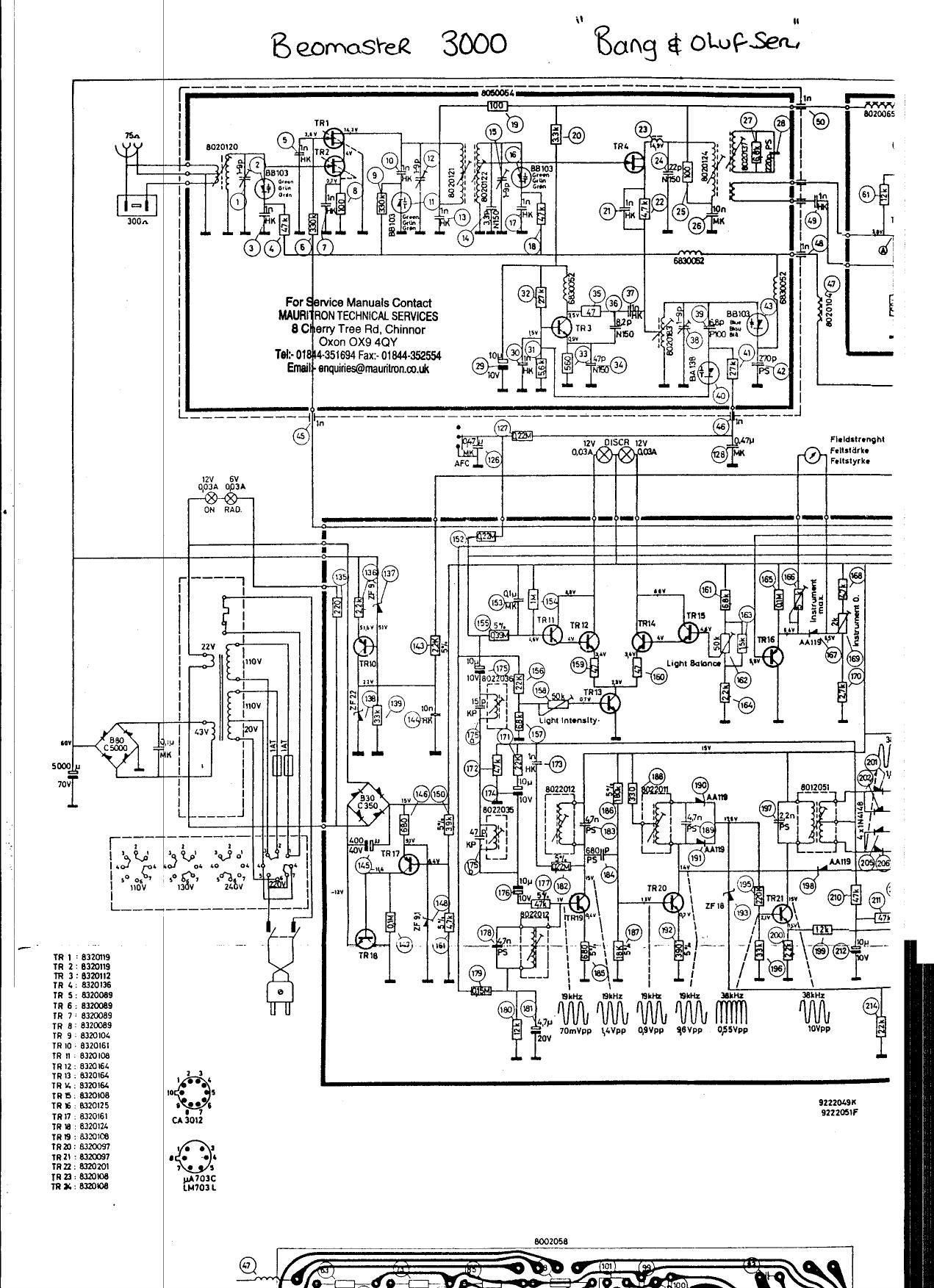 Bang Olufsen Beomaster 3000 Schematic