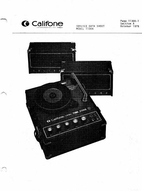 Califone 11Xx Eries Phonographs