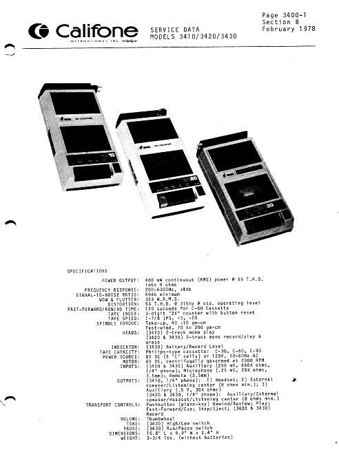 Califone 3410 3420 3430 Cassettes