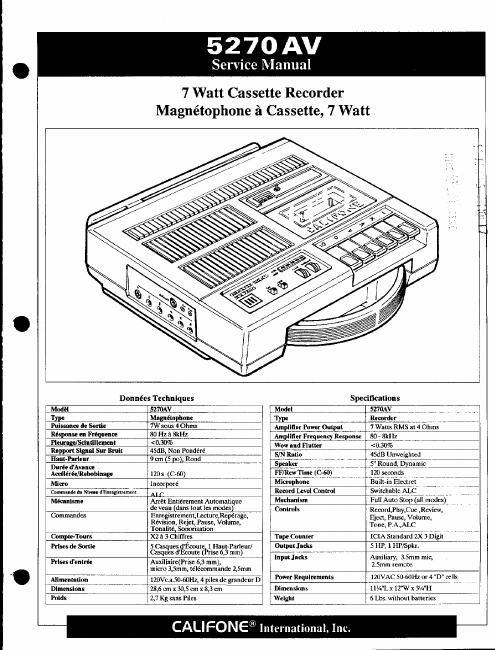 Califone 5270 Av Cassette Recorder