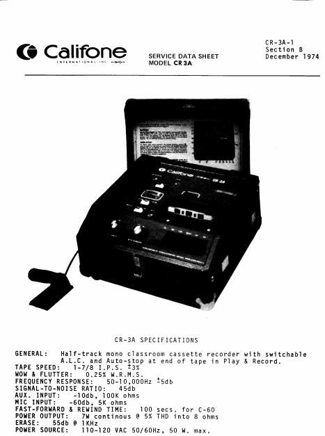 Califone Cr 3A Cassette