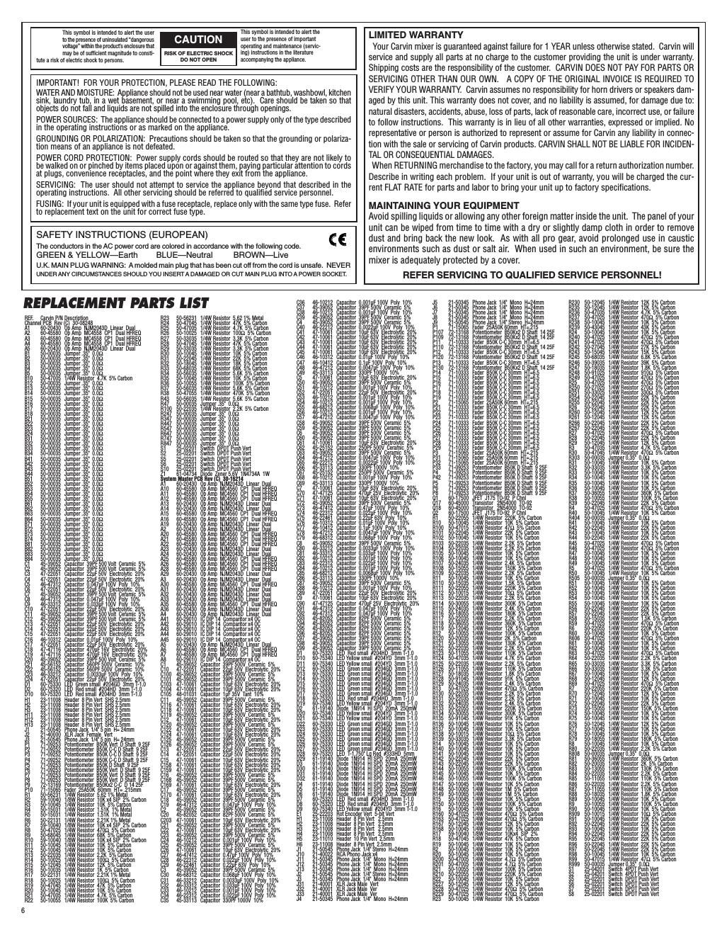 carvin c 1644 service manual