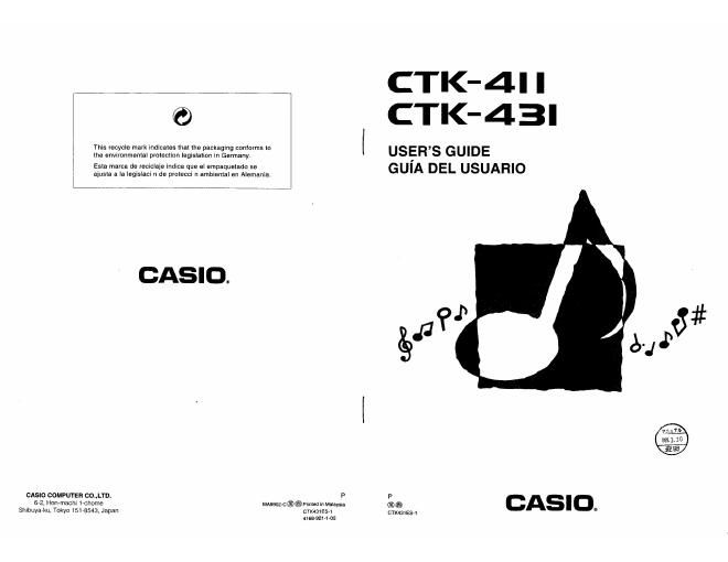 casio ctk 411 431 owner manual