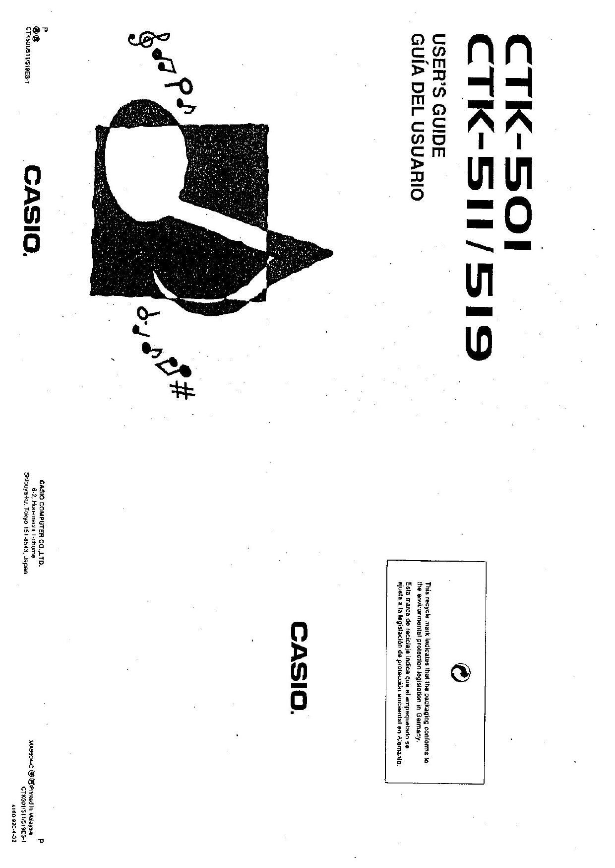 casio ctk 501 511 519 owner manual