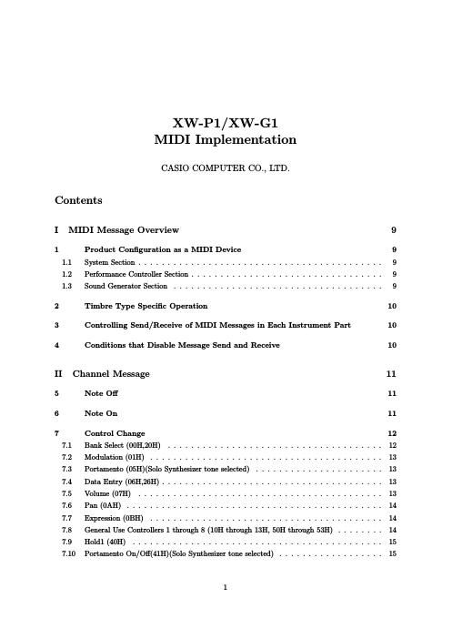 casio xw p1 xw g1 midi implementation