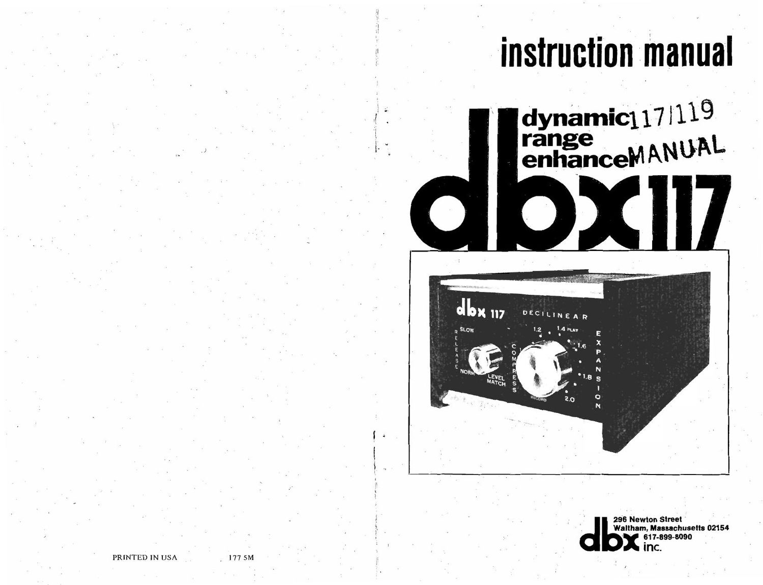 Dbx 117 119 Owners Manual