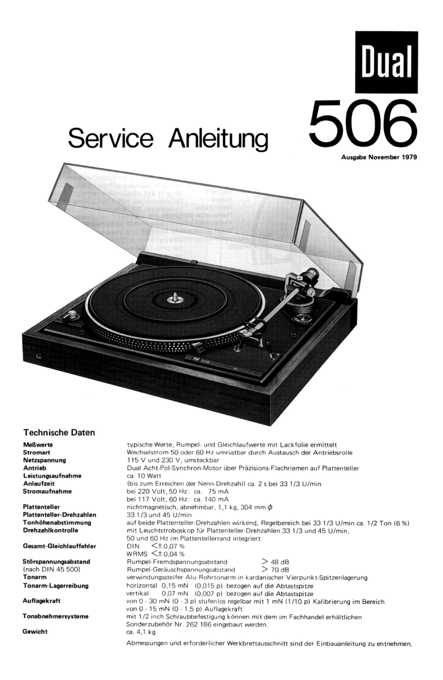 Dual 506 Service Manual