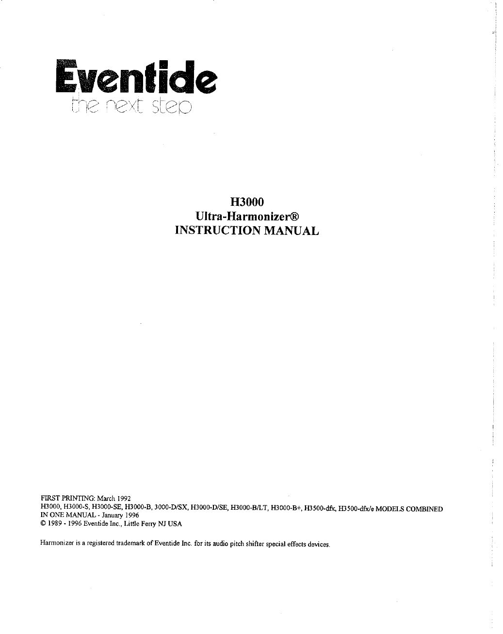 eventide h 3000 series owner manual