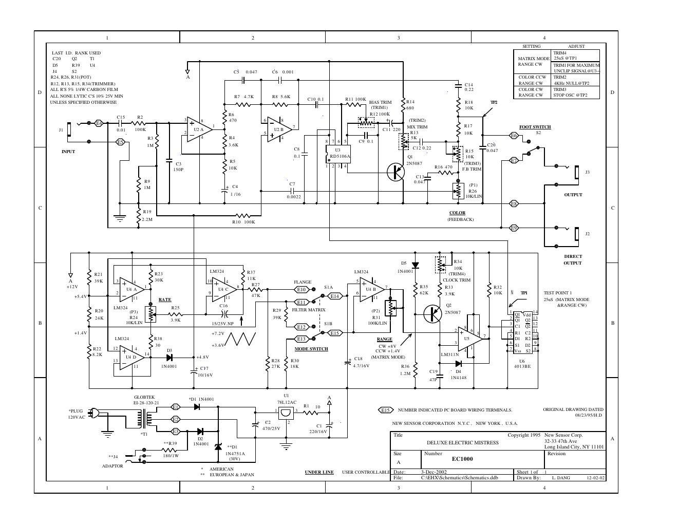 electro harmonix deluxe electric mistress flanger schematic