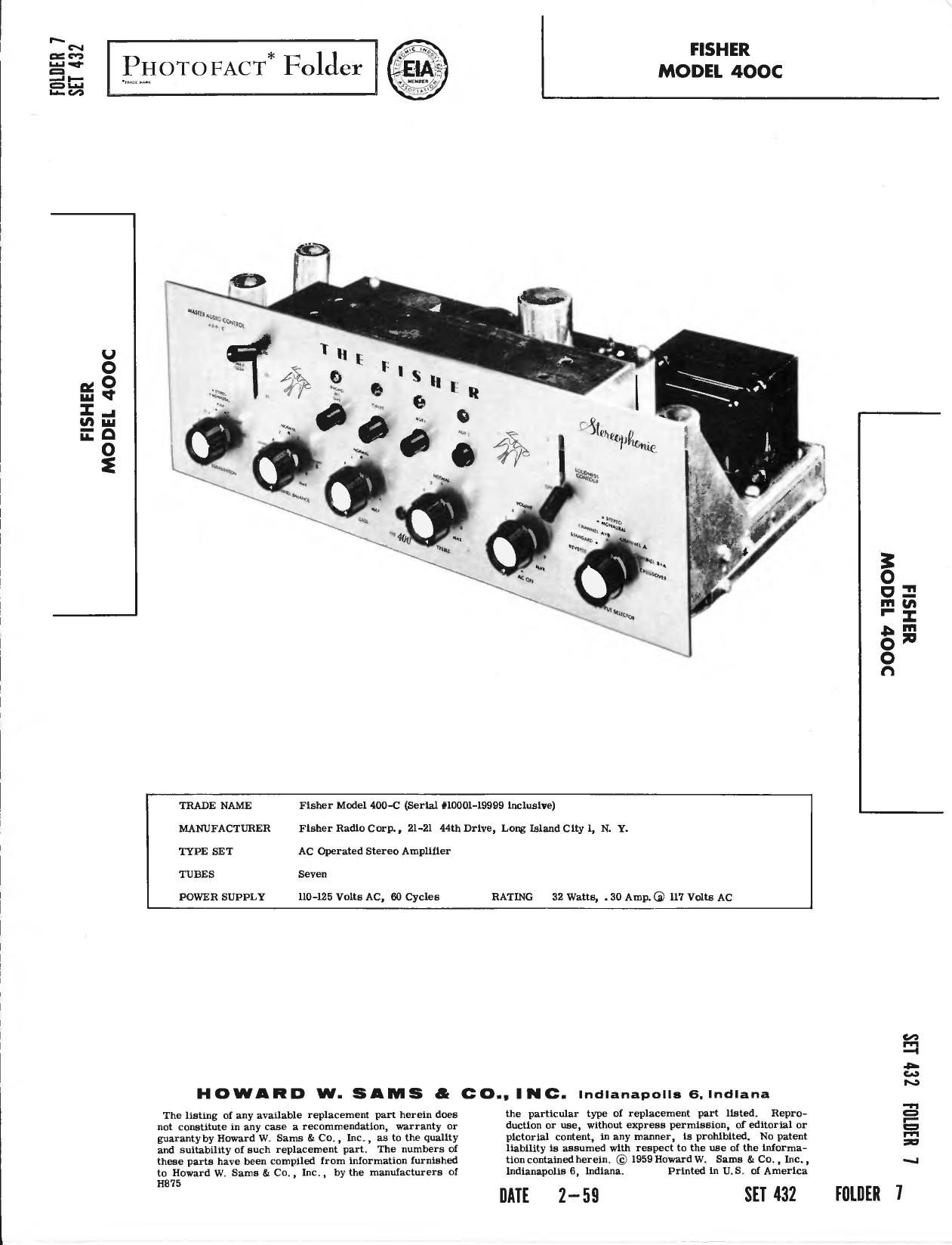 Fisher 400 C Service Manual