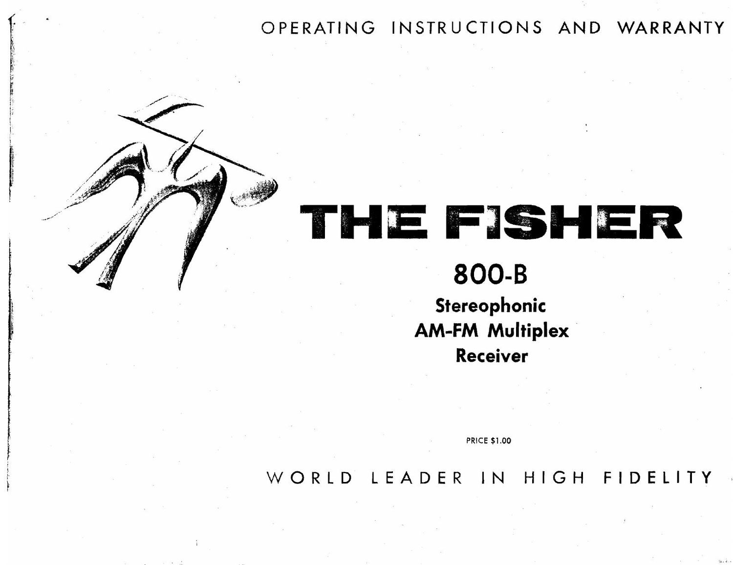 Fisher 800 B Owners Manual