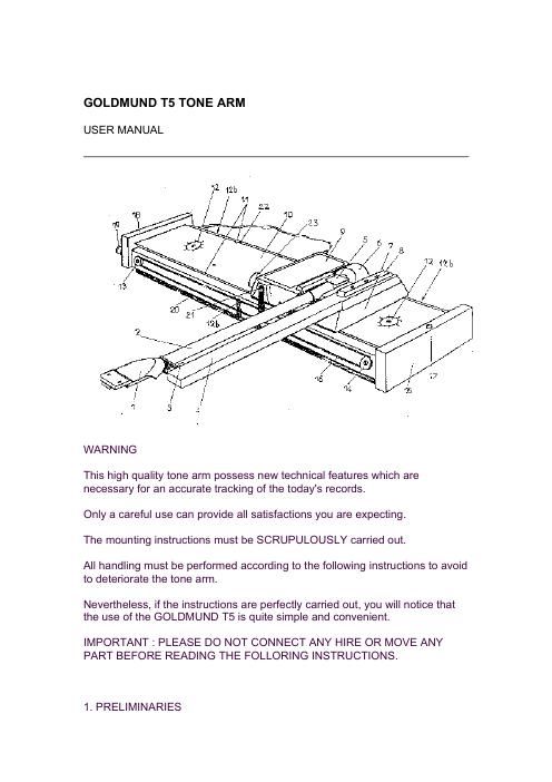 goldmund t 5 owners manual