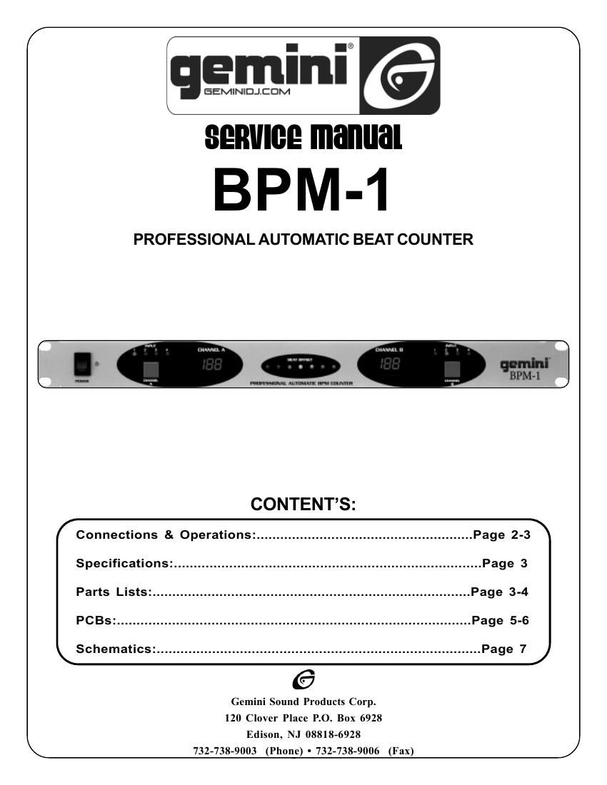 gemini sound bpm 1 service manual