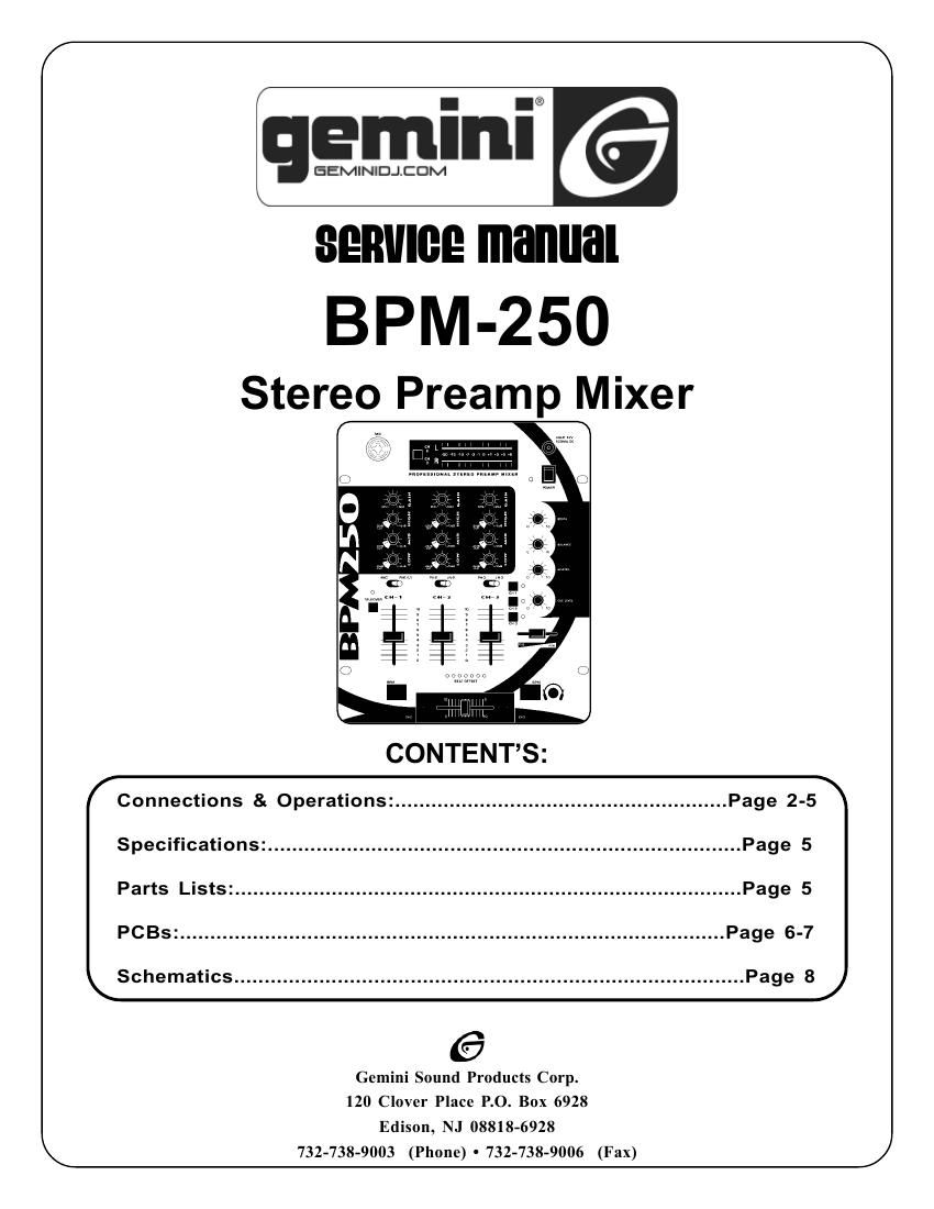 gemini sound bpm 250 service manual