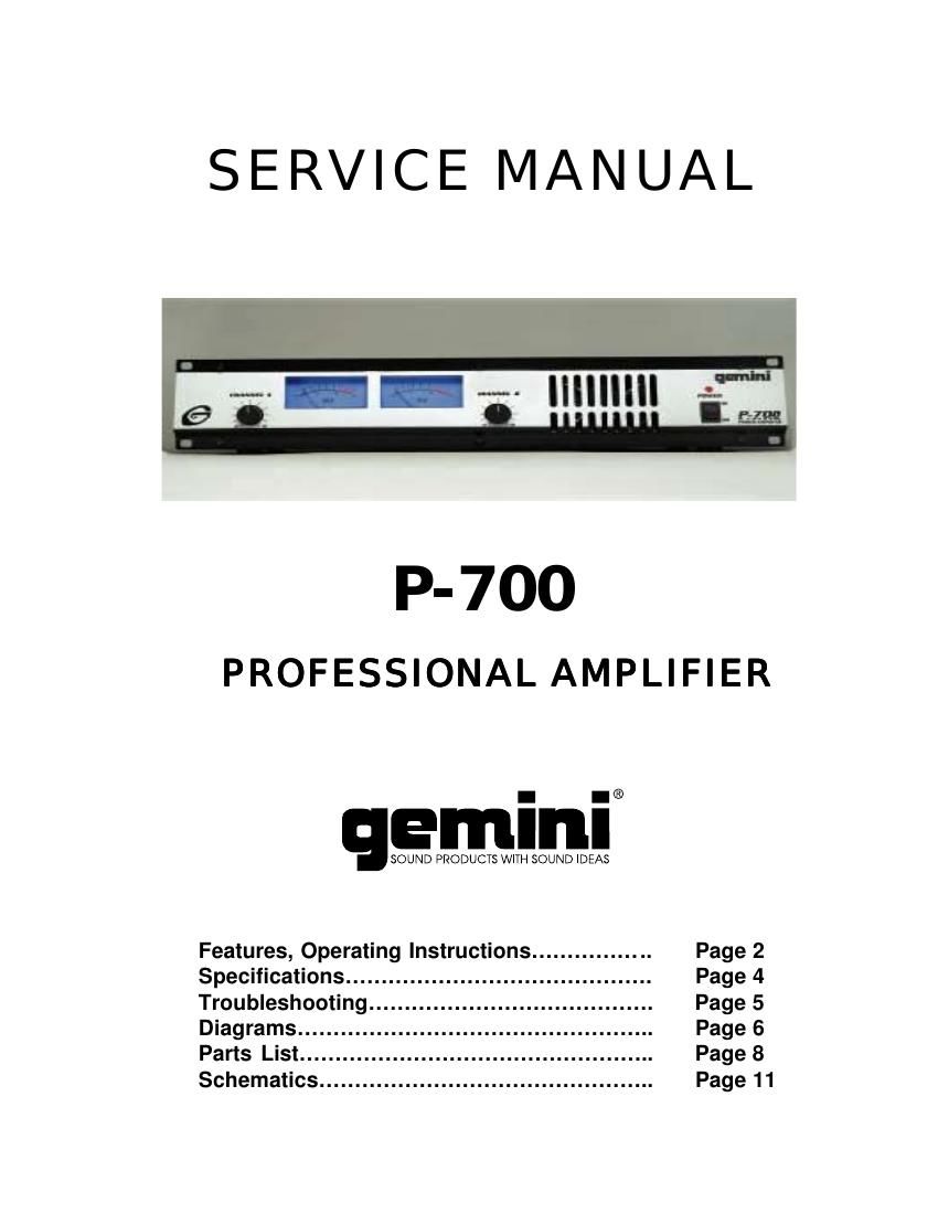 gemini sound p 700 service manual