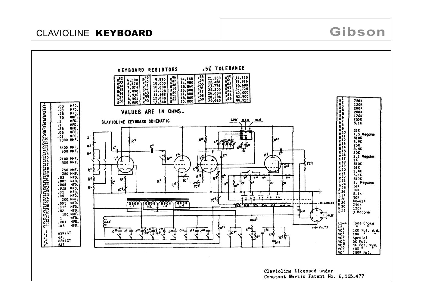 gibson clavioline keyboard schematic