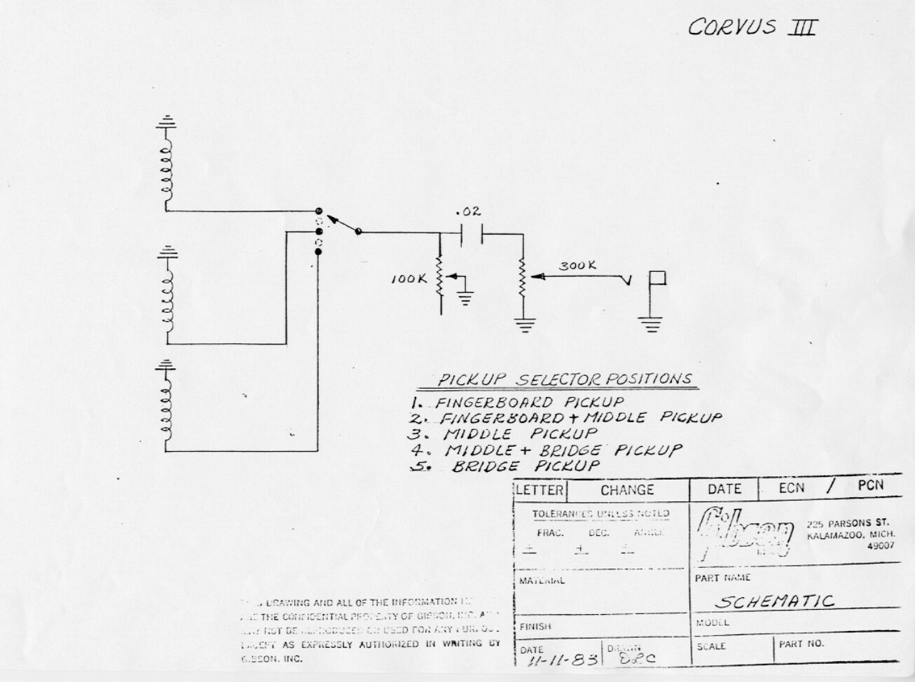 gibson corvus iii wiring diagram