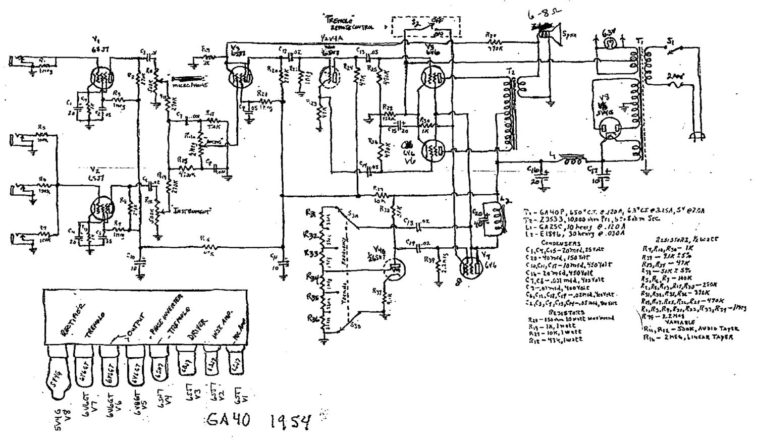 gibson ga 40 1954 schematic