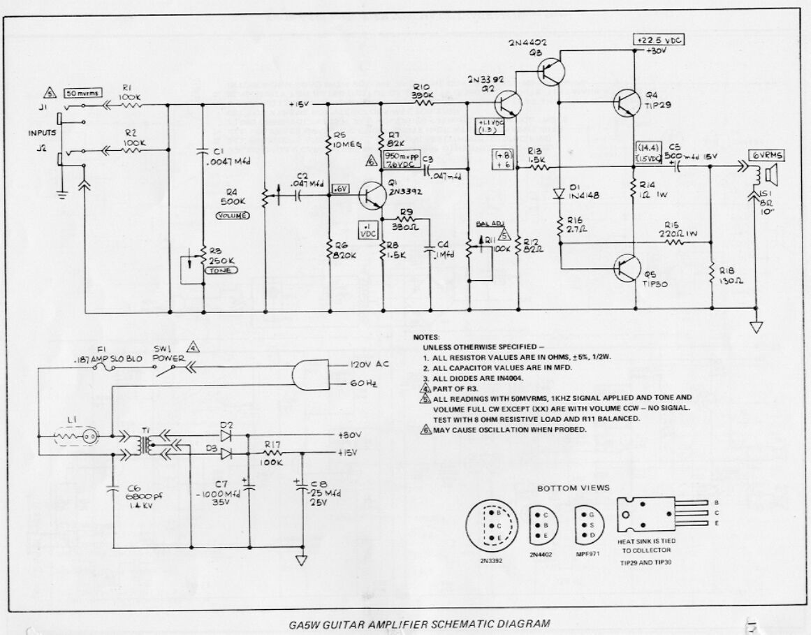 gibson ga 5w schematic