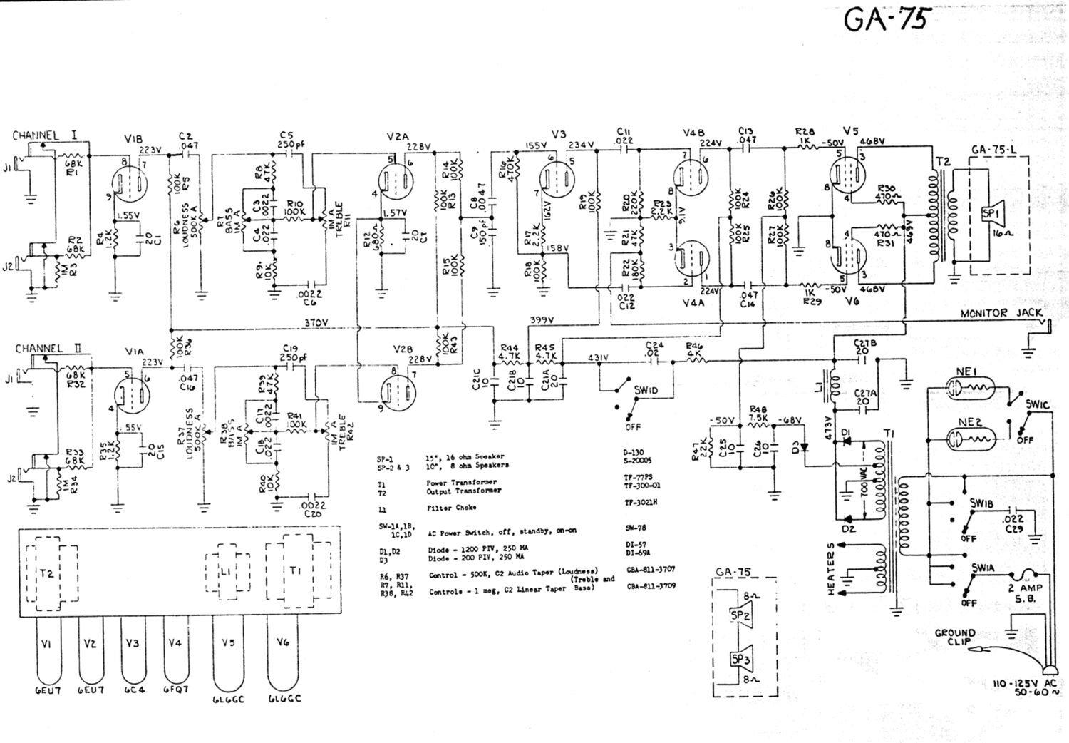 gibson ga 75 recording 6eu7 schematic