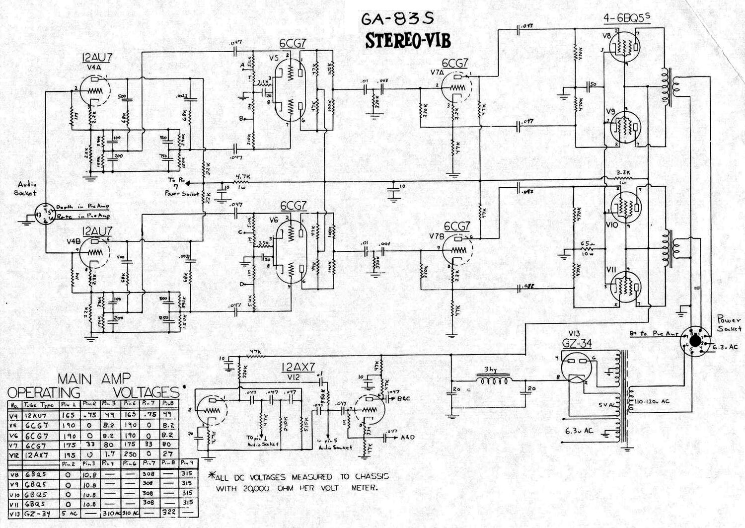 gibson ga 83s stereo vib power amp schematic