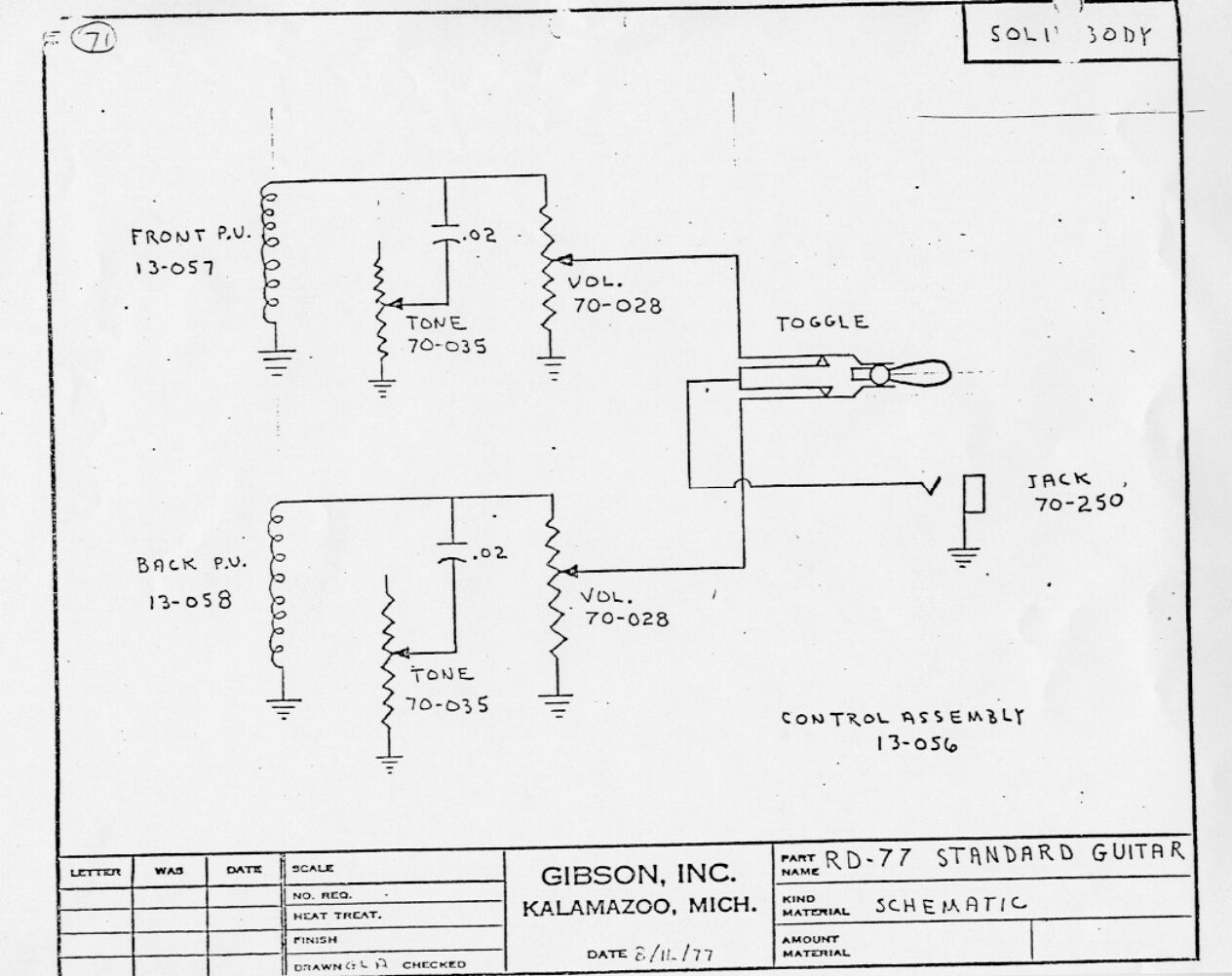 gibson rd 77 standard guitar wiring diagram