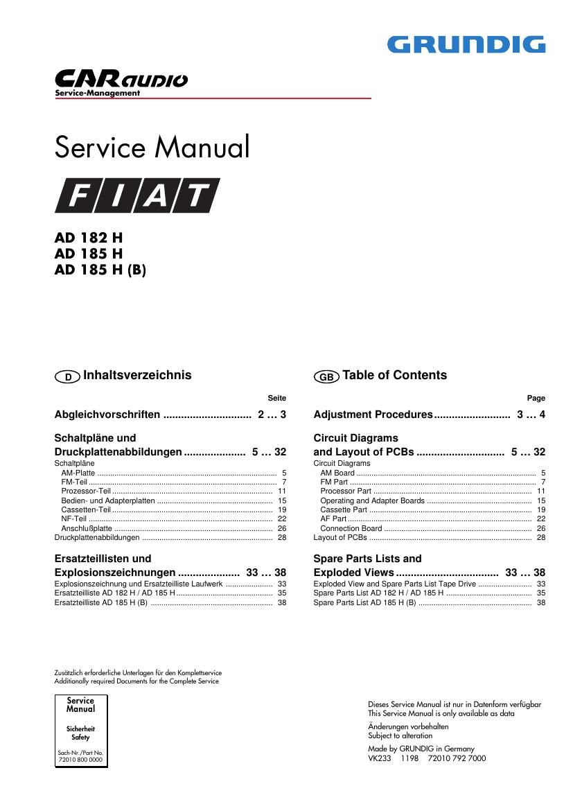 Grundig AD 185 H Service Manual